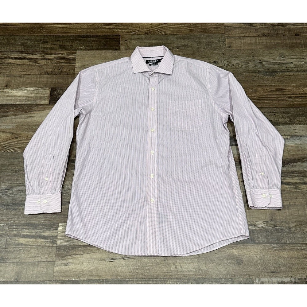 Ralph Lauren Black Label Mens Button Up Shirt Slim Blue Pink 16.5 34/35 Down